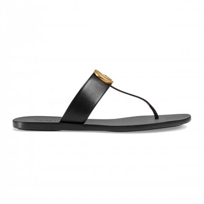 GUCCI LEATHER THONG SANDAL WITH DOUBLE G 497444